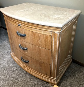 lot 80 image: Marble Top 3 Drawer Table  Dresser