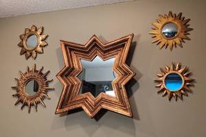 lot 19 image: Awesome Gold Star Wall Mirrors
