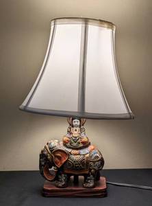 lot 56 image: Miniature Ceramic Elephant Table Lamp