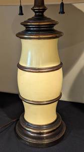 lot 70 image: Pair of Brass and Yellow Enamel Table Lamps