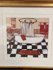 lot 97 image: Three Framed Bathtub Themed Prints