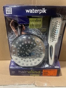 Waterpik 12-Spray Patterns with 1.8 GPM 7 in. Wall Mount High Pressure Dual Shower Head and Wand Shower Head in Chrome Customer Returns See Pictures