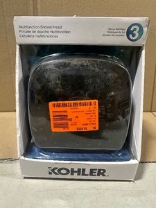 KOHLER Fordra 3-Spray Patterns 6.817 in. Wall Mount Fixed Shower Head in Matte Black    Customer Returns See Pictures