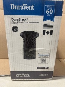 DuraVent DuraBlack 6 in. x 14 in. Single-Wall Chimney Stove Pipe Slip Connector with Trim Collar Customer Returns See Pictures