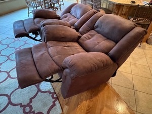 Pair of Suede Electric Recliners