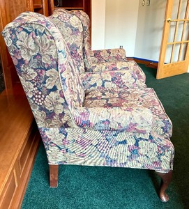 Pair of Upholstered High Back Arm Chairs