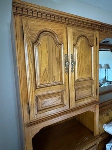 Large Oak Bed Wall Unit  Headboard