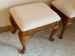 Pair of Wood Base Upholstered Stools