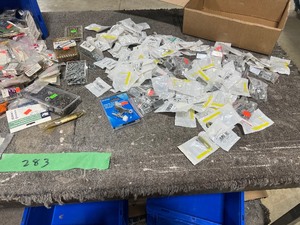 BOX OF SCREWS & BRAD NAILS