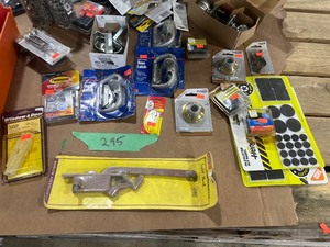 BOX OF DOOR VIEWERS, DOOR KNOB, & SURFACE SAVER CORK
