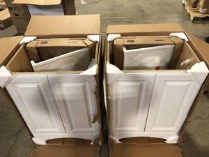 Lot of Assorted Kitchen Cabinets Various Sizes and Conditions  Customer Returns See Pictures