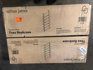 Nathan James Theo Nutmeg Brown Wood 6-Shelf Tall Ladder Bookcase Wall Mount Bookshelf Matte Black Metal Frame Customer Returns See Pictures