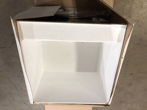 Complete 22.875 in. x 23.5 in. White Utility Sink Set with Metal Hybrid Stainless Steel High Rise Faucet & Side Sprayer   Customer Returns See Pictures