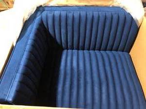 MODWAY Sanguine 41 in. Channel Tufted Performance Velvet Modular Sectional Sofa Left-Arm Chair in Navy Blue    Customer Returns See Pictures