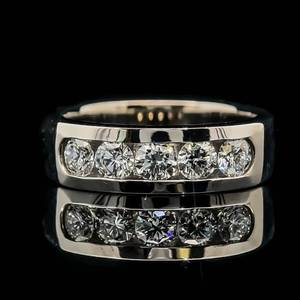 Mens 1.00 CARAT Diamond Five-Stone Channel Band in 14k White Gold $4,500 Retail VIDEO
