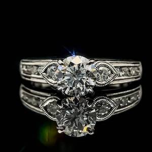 NEW 1.40 Carat Diamond Three-Stone Channel Ring in 14k White Gold Stunning Vintage Inspired Design $5,250 Retail VIDEO