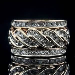 1.50 Carat Diamond Channel Twisted Rope Cluster Ring in Yellow Gold $2,100 Retail