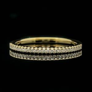 Diamond Pave 14 Eternity Slim Stacking Wedding Ring in 14k Yellow Gold $1,299 Retail