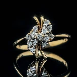 Diamond Flower Cluster Ring in Yellow Gold $899 Retail