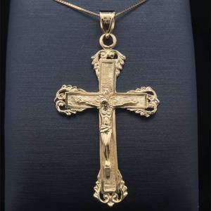 Textured & Detailed 14k Yellow Gold Crucifix Drop Pendant $925 Retail