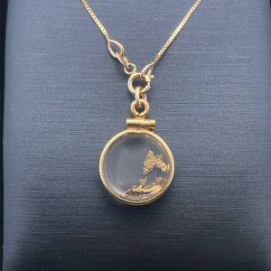Raw Pure Gold Nuggets in a Domed Glass Round Drop Pendant