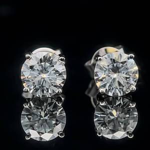 1 Carat Moissanite Round Brilliant Cut Solitaire Stud Earrings in 14k White Gold