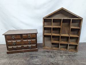 lot 80 image: Wooden Display Box and Trinket Box