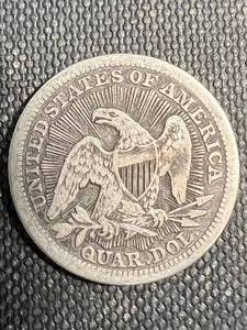 1853 ARROWS AND RAYS US SEATED LIBERTY QUARTER VF30