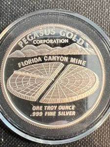 1 TROY OZ .999 FINE SILVER PEGASUS ROUND IN AIRTITE