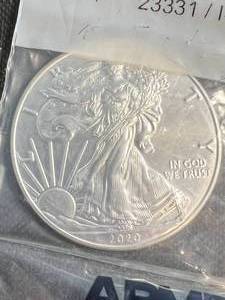 2020 AMERICAN SILVER EAGLE 1 TROY OZ .999 FINE SILVER BU