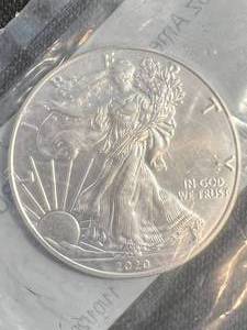 2020 AMERICAN SILVER EAGLE 1 TROY OZ .999 FINE SILVER BU