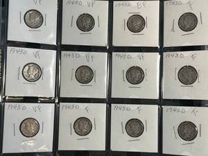 FULL PAGE OF 20 US MERCURY DIMES