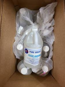 Box of Pure Bright Clear Ammonia jugs