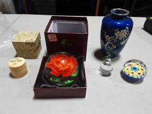 2-Dynasty Gallery Paper Weights, Asian Vase, Trinket Box & Asian Misc.