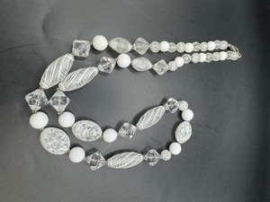 Clear and White Hard Plastic Bead Necklace