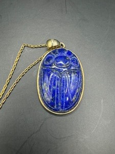 Cool Blue Beetle Pendant Necklace