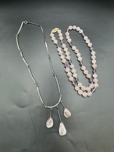 Lot of Two Pink Quartz Necklaces