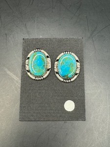 Turquoise and Sterling Earrings by D. Sandoval