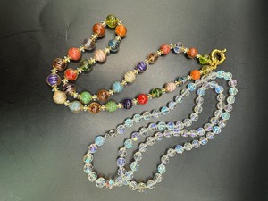 Lot of Two Glass and Crystal Bead Necklaces
