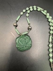 Carved Flower Jade Necklace