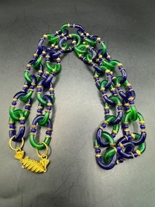 Purple and Green Glass Link Necklace