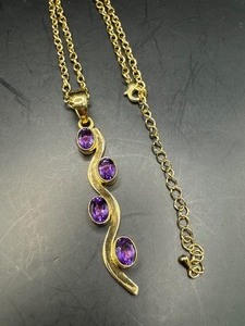 Gold Tone and Amethyst Pendant Necklace