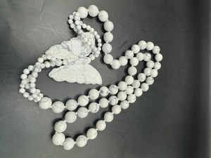Howlite White Turquoise Necklace with Butterfly Pendant