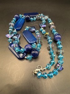 Beautiful and Shiny Blue Glass Bead Necklace