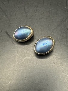 Sterling and Blue Clip On Earrings