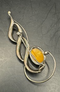 Sterling and Amber Brooch