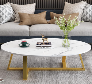 lot 101 image: Oval Faux White Marble Coffee Table