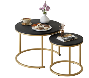lot 103 image: VILAWLENCE Coffee Table Nesting Set of 2 Round End Table Accent Side Stacking Tables