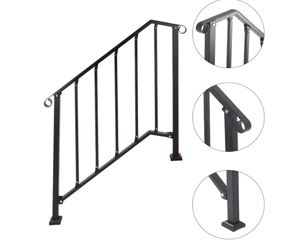 lot 256 image: Handrails for Outdoor Steps Fits 2 or 3 Steps Black