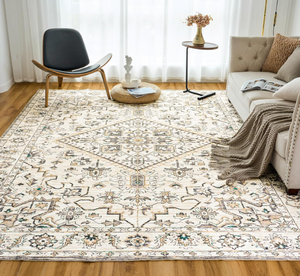lot 260 image: 8x10 Machine Washable Vintage Design Area Rug